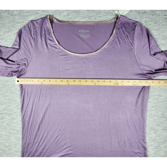Long Sleeve Sleep Shirt Scoop Neck Soft Feel Womens Plus Size 2XL Purple - Picture 3 of 6